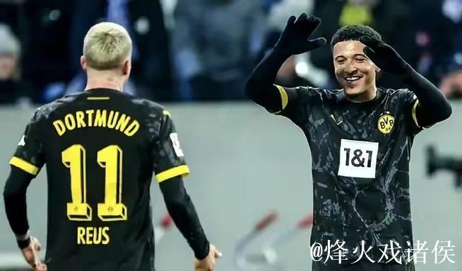 德甲-桑乔首发戴帽 多特6-1副班长仍落后拜仁7分